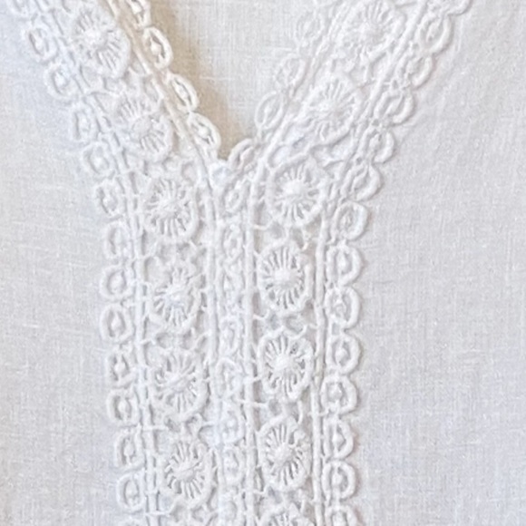 Francesca Bettini White Linen Lace Ruffle Sleeve Tunic Top Large Made in Italy - Picture 3 of 10